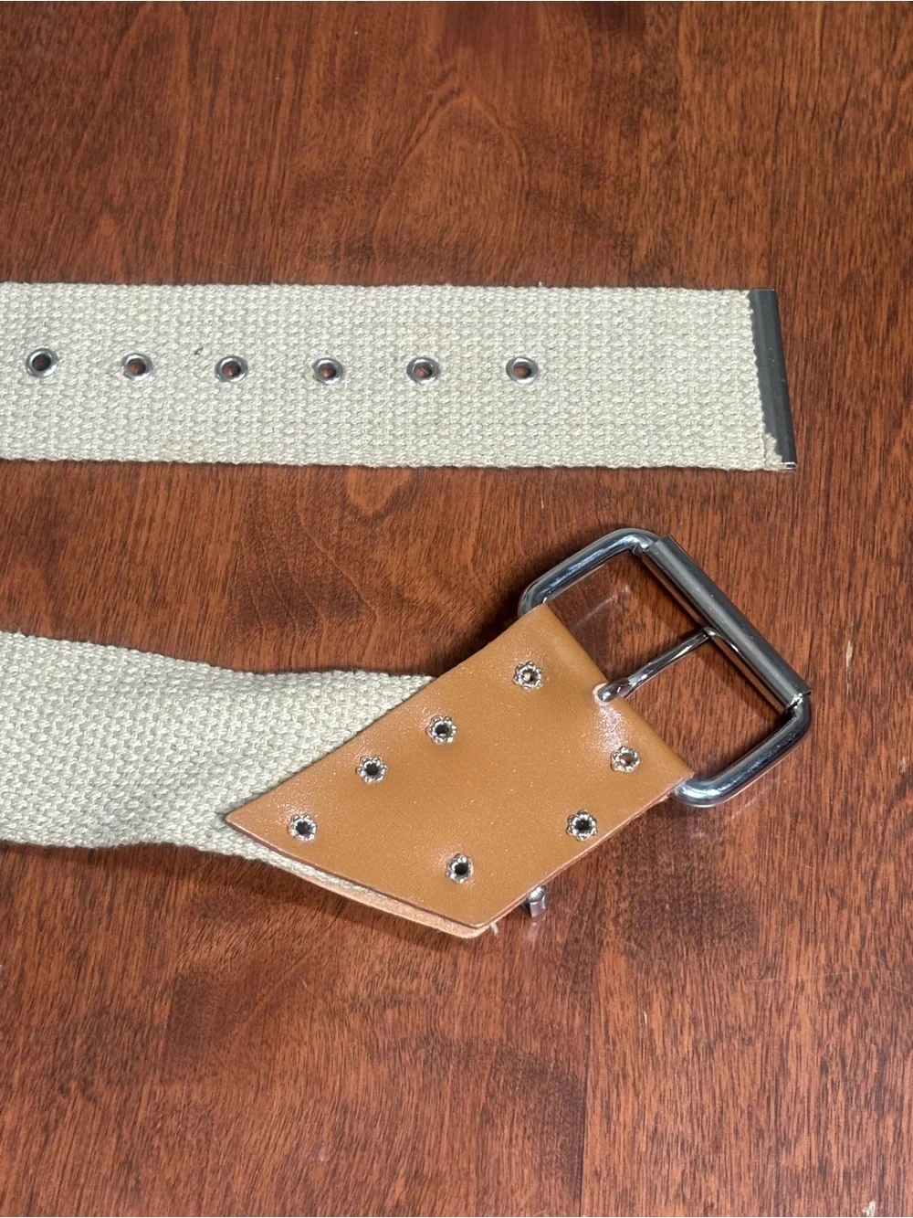 Classic Canvas Men’s Belt with Tan Leather Accents